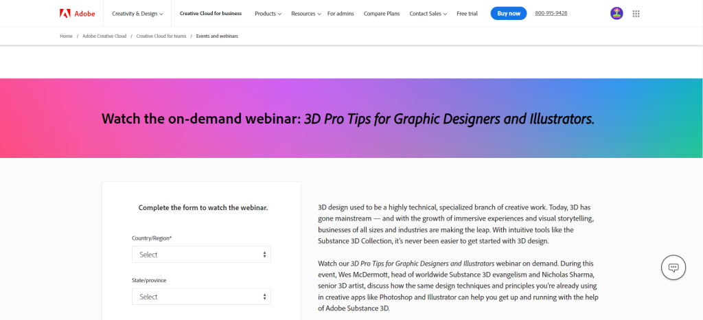Adobe landing page