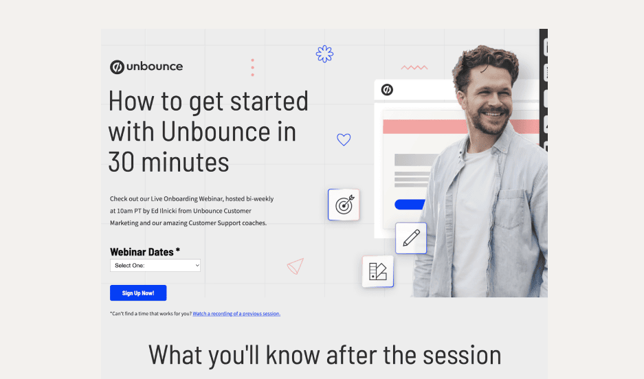 Unbounce webinar landing page