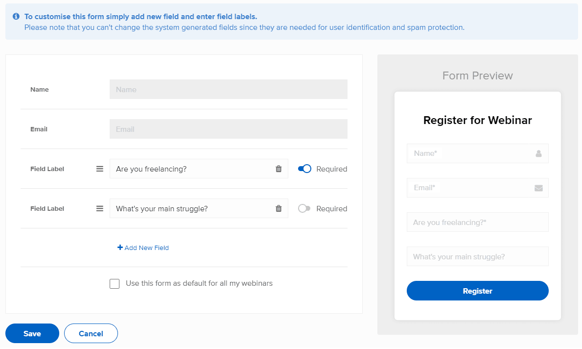 Customize the registration page