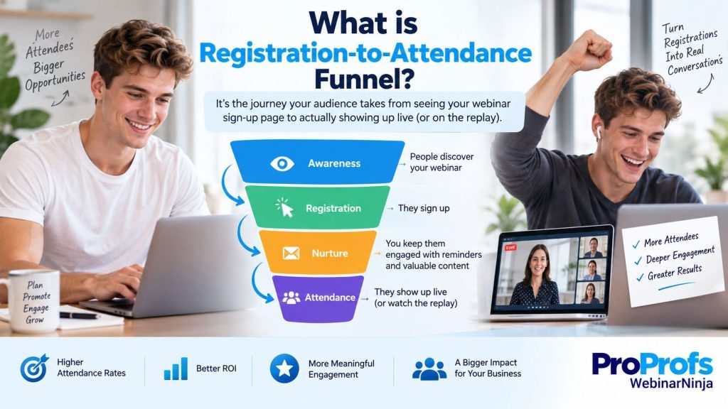 Webinar metrics - What is registration to attendance funnel - WebinarNinja