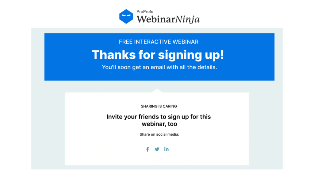 Sign up page WebinarNinja