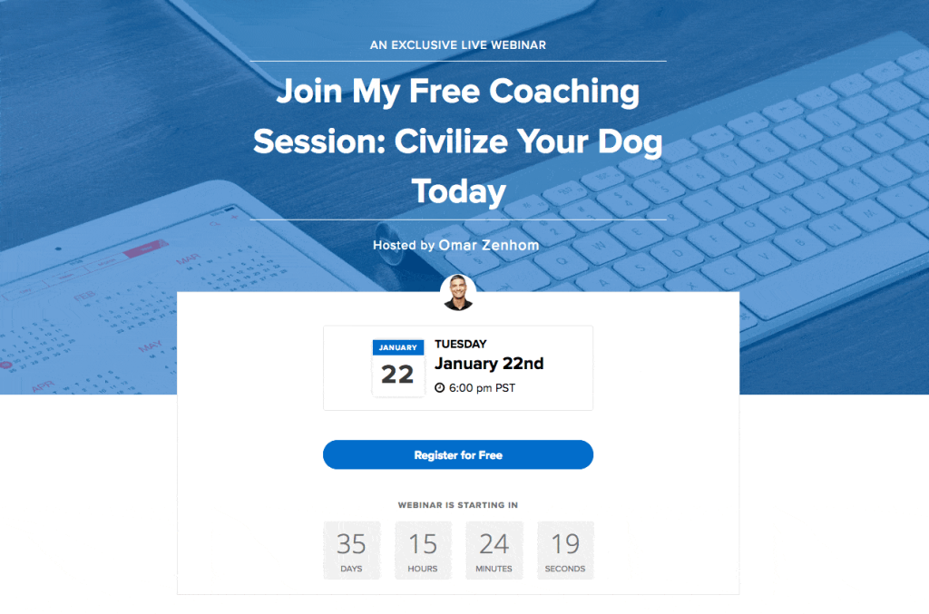 Webinar registration page - WebinarNinja