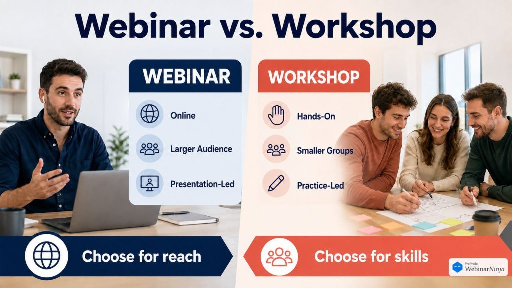Webinar vs. Workshop - WebinarNinja