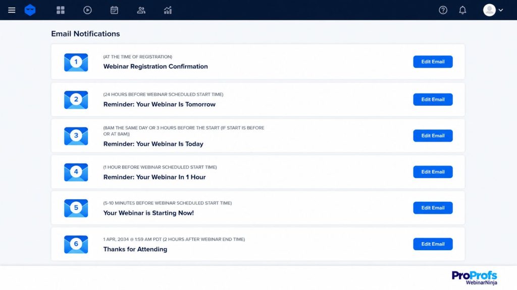 webinar email sequence - WebinarNinja