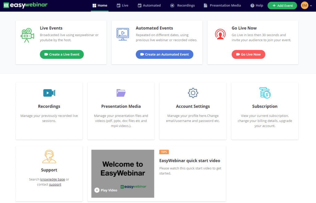 EasyWebinar - EWebinar alternatives - WebinarNinja