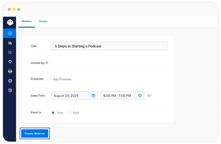 Finalize & Create Your Webinar