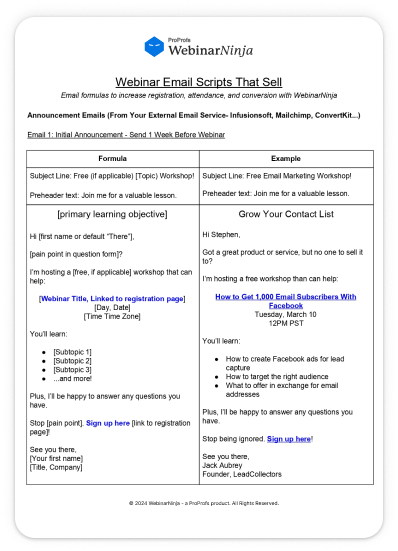 Webinar Email Scripts that Sell