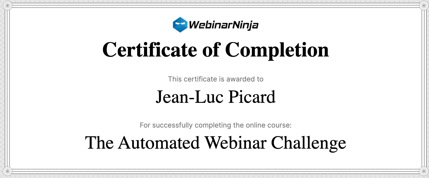 Certificate of Completion